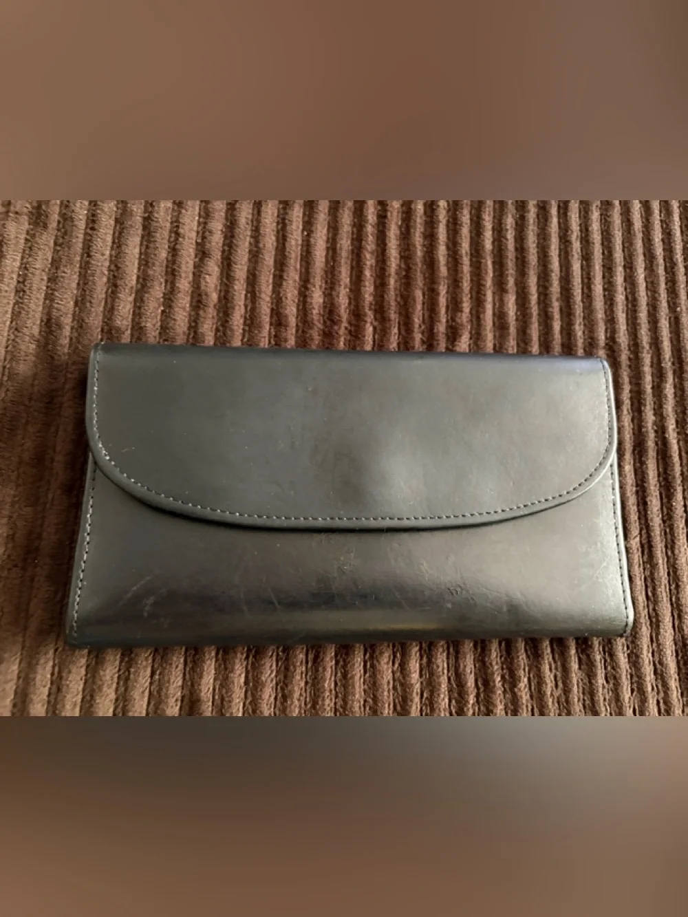 Vintage Ladies Coach Black Leather Envelope Wallet - Classic Minimalist